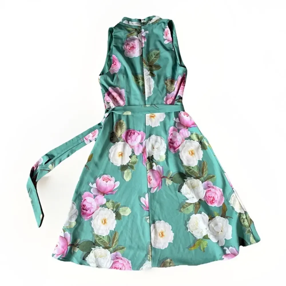 Adrianna Papell Floral Wrap Dress Fit & Flare Garden Party Cottagecore Size 8